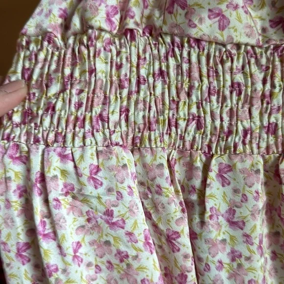 KNOW ONE CARES Satin Maxi Dress Pink / Cream size large - Picture 7 of 8